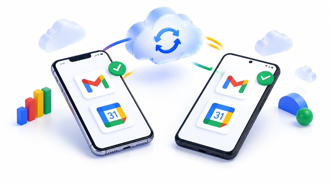 A phone connected to cloud mail, calendar, and files