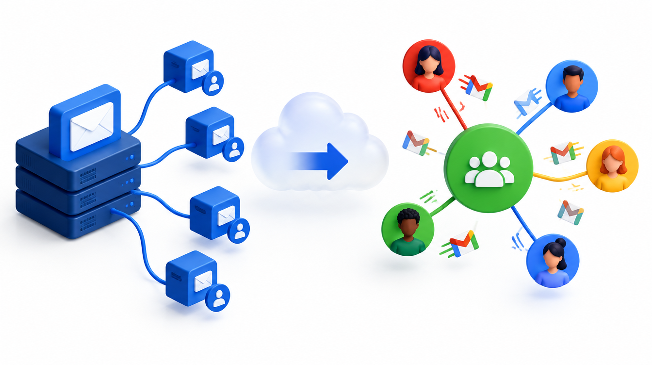 A shared inbox connecting to a group of cloud users