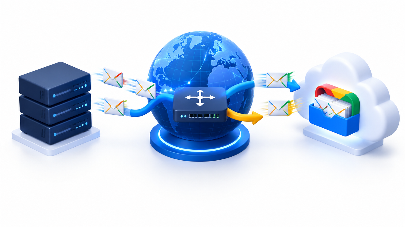Mail routes switching from a server to a cloud inbox