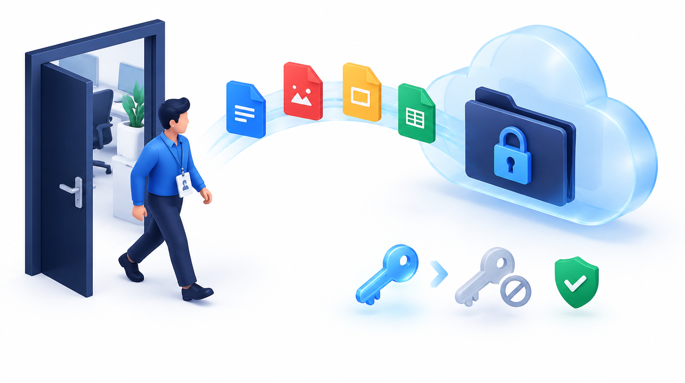 An employee account separated from securely retained company resources