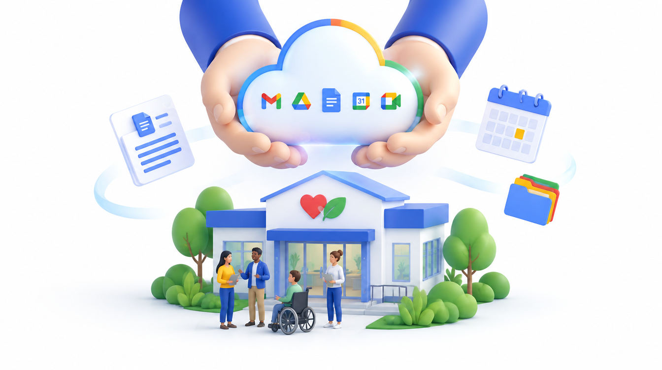 People connected around a nonprofit cloud workspace