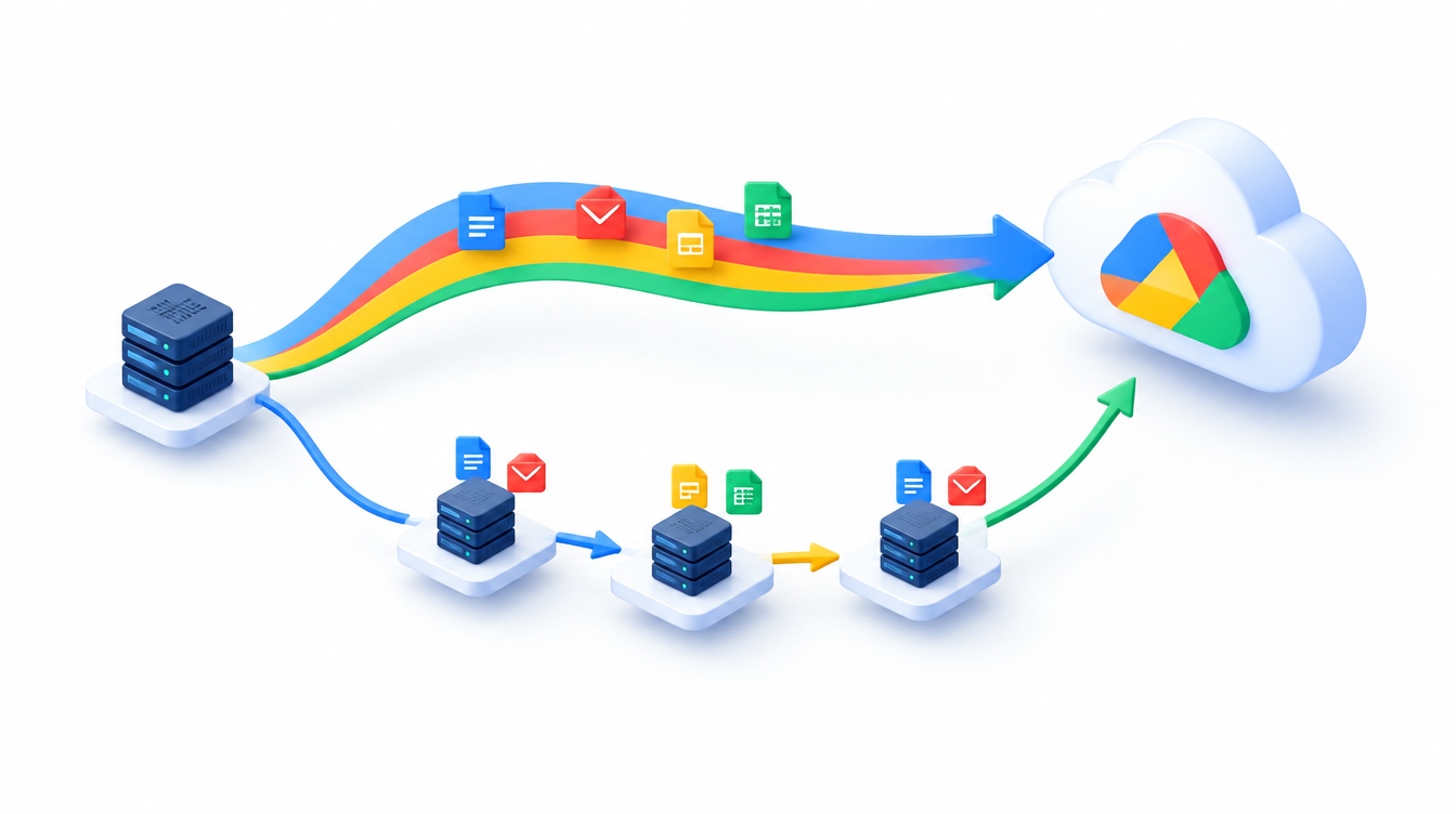 Data moving in separate batches and along a single migration route