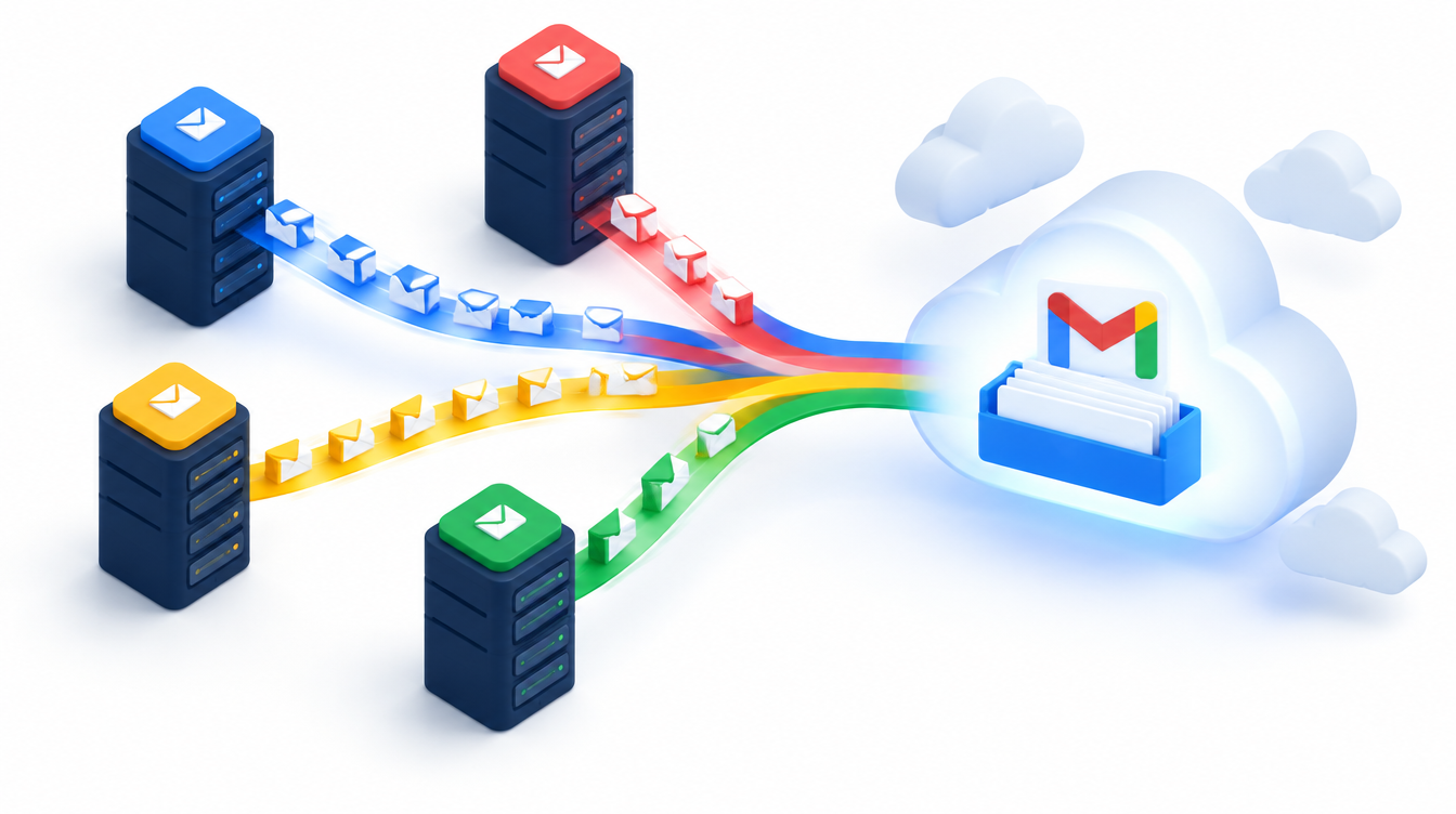 Mail from several different servers merging into one cloud inbox