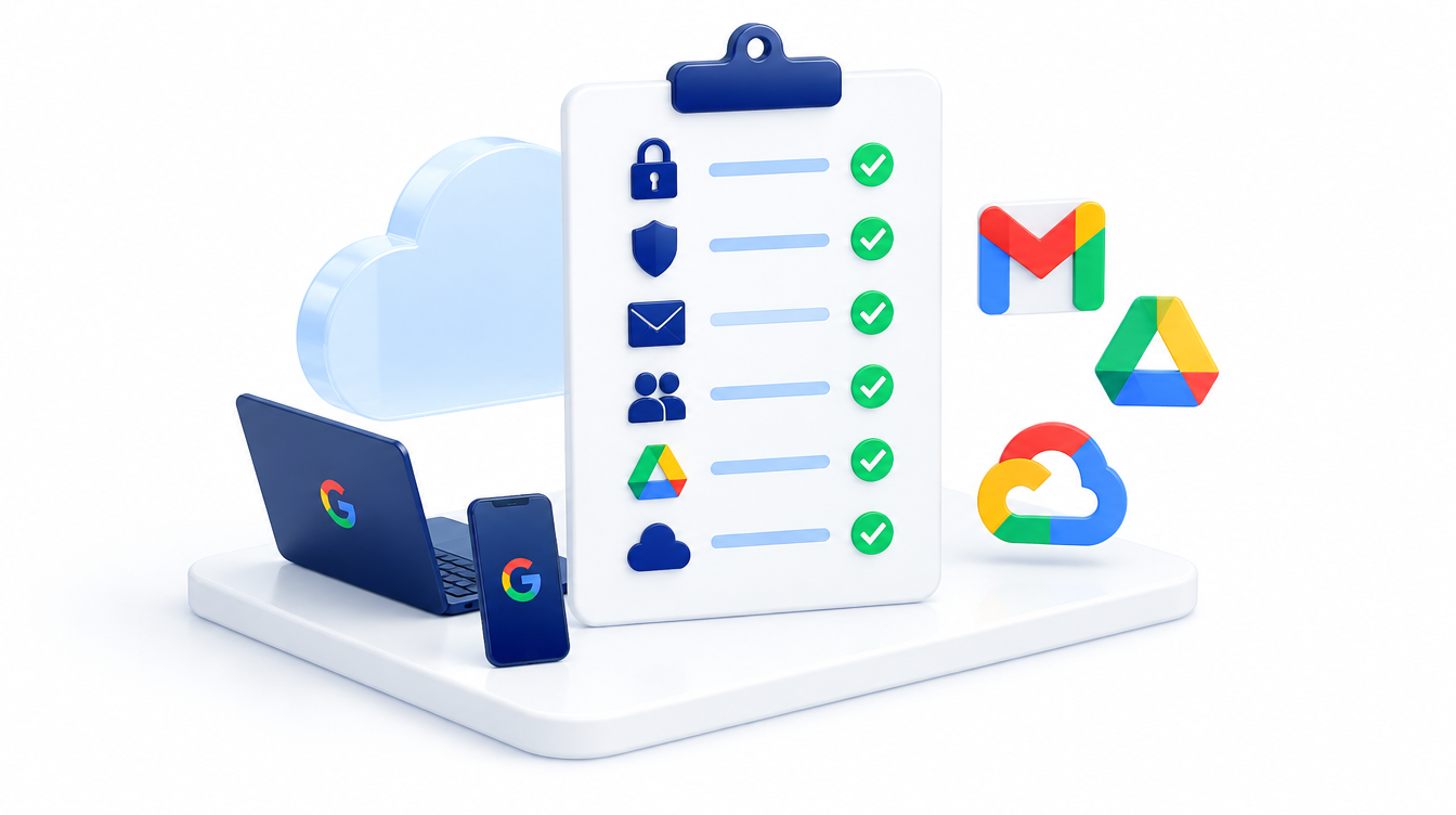 Security checks beside a shield protecting a cloud workspace
