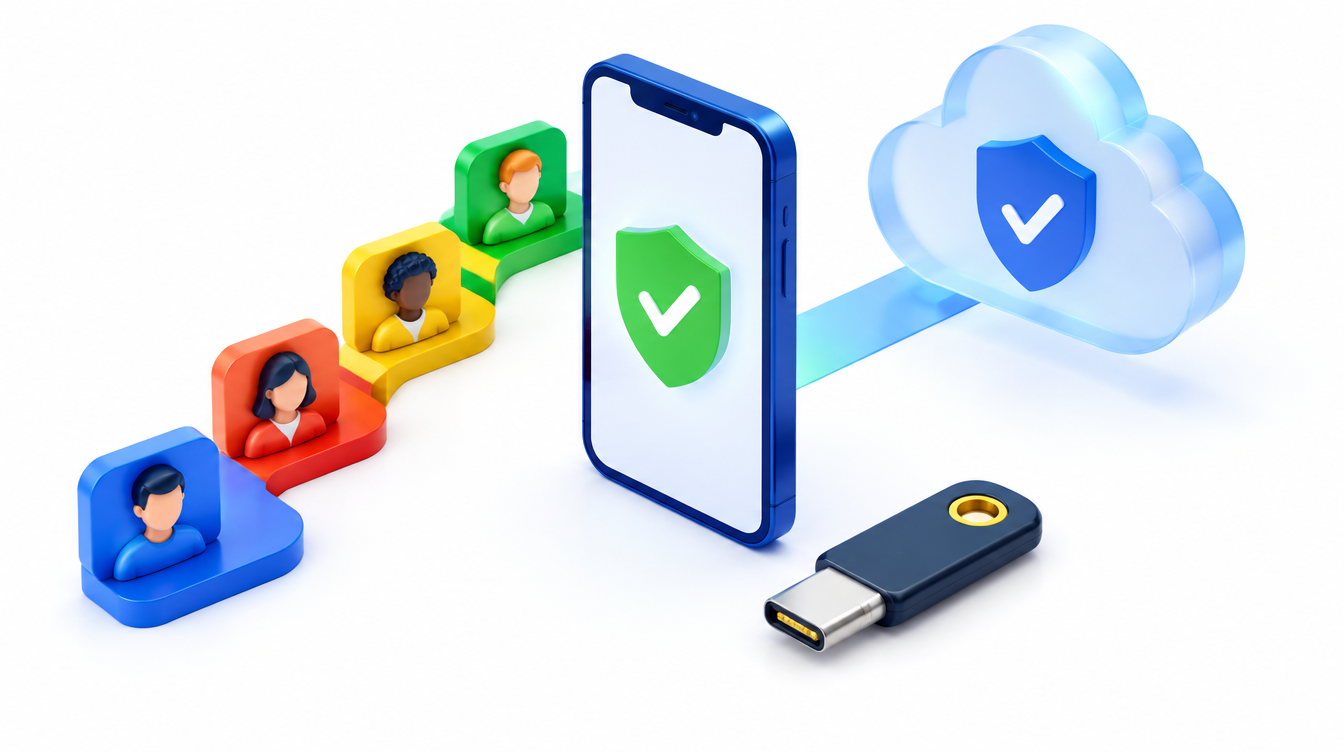 A phone and security key protecting access to a cloud account